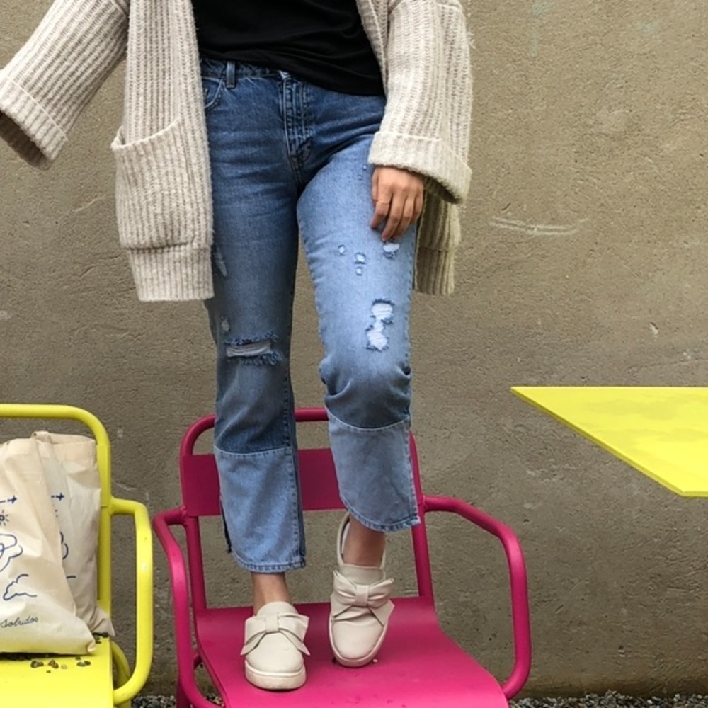 Zara two tone distressed jeans